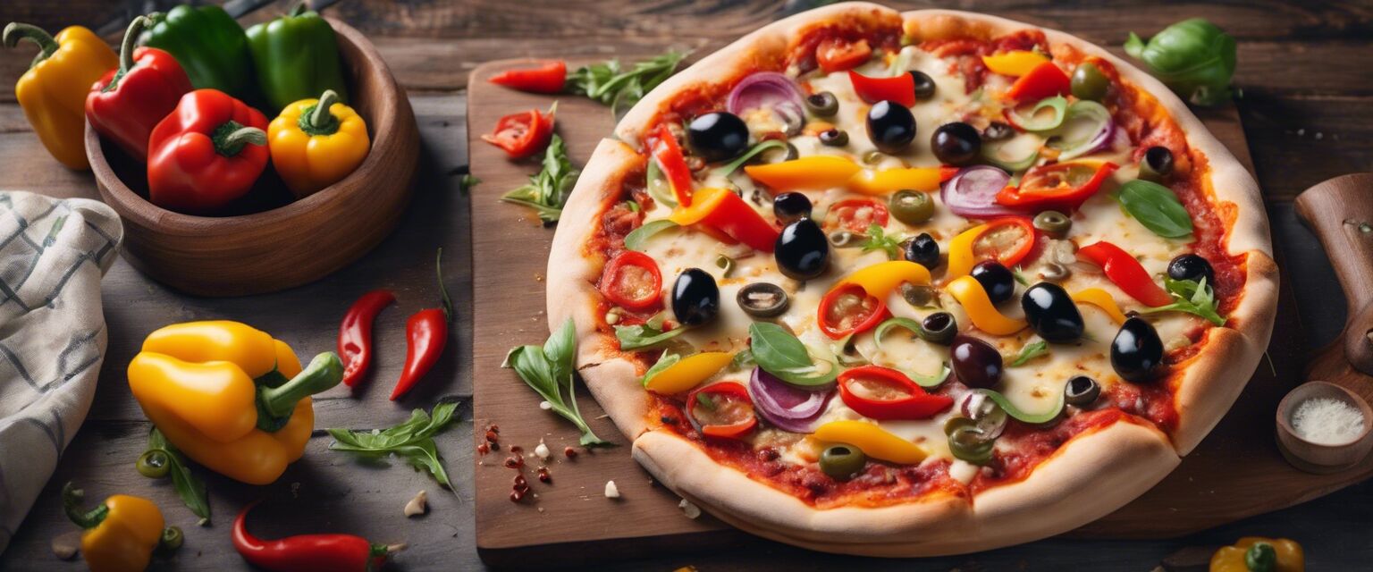 Homemade pizza with colorful toppings